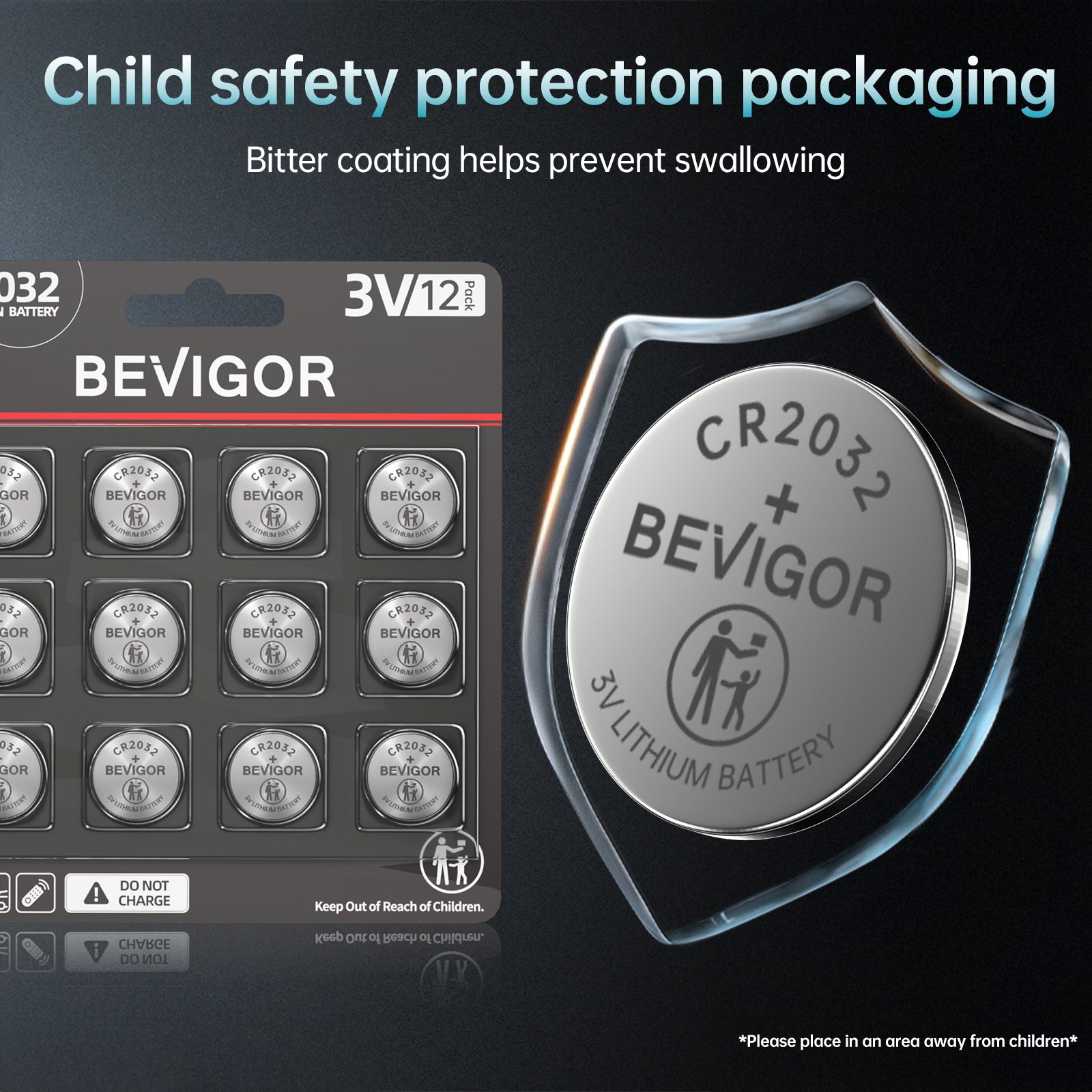 High Capacity CR2032 Battery Child safety protection packaging