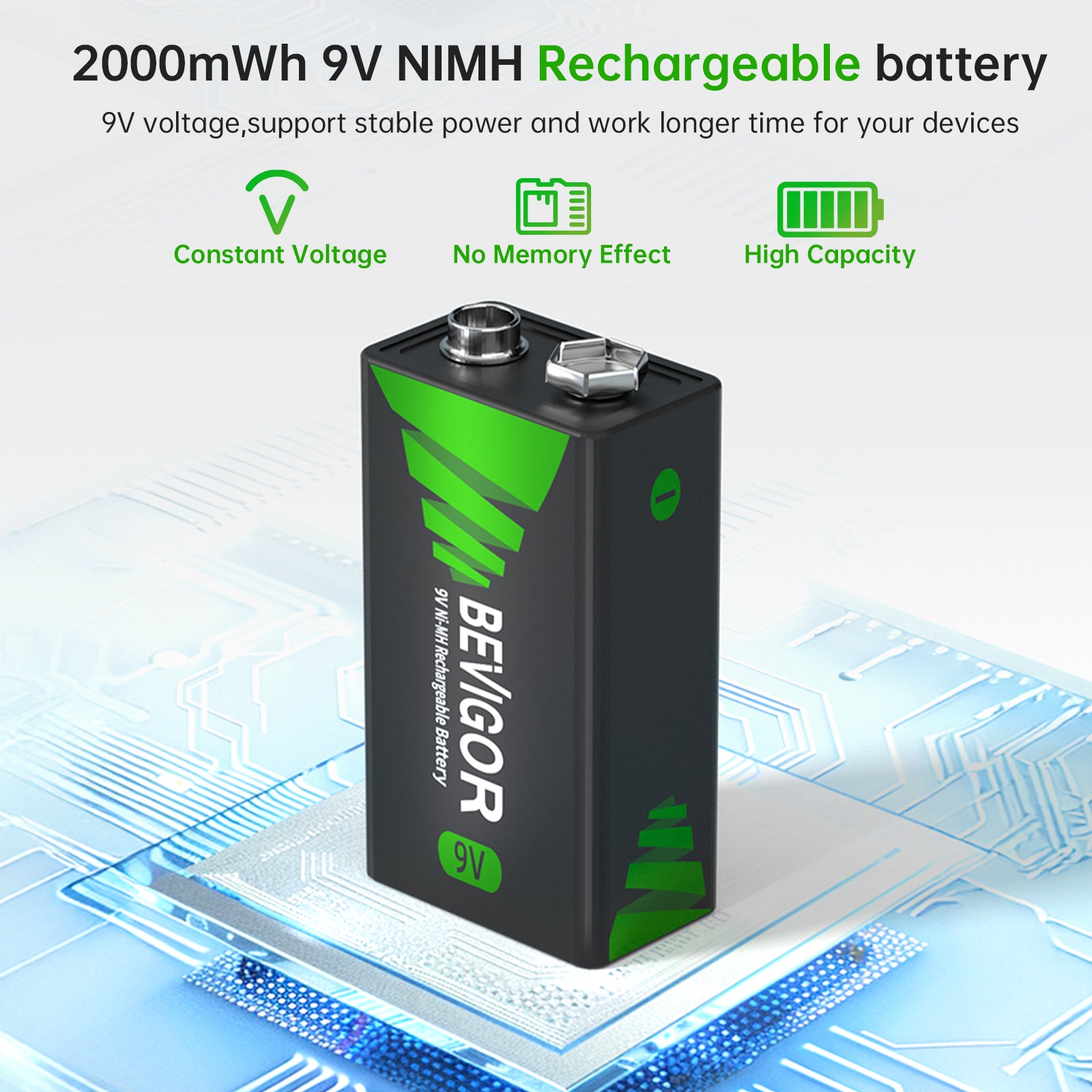 2000mWh 9V NIMH Rechargeable battery