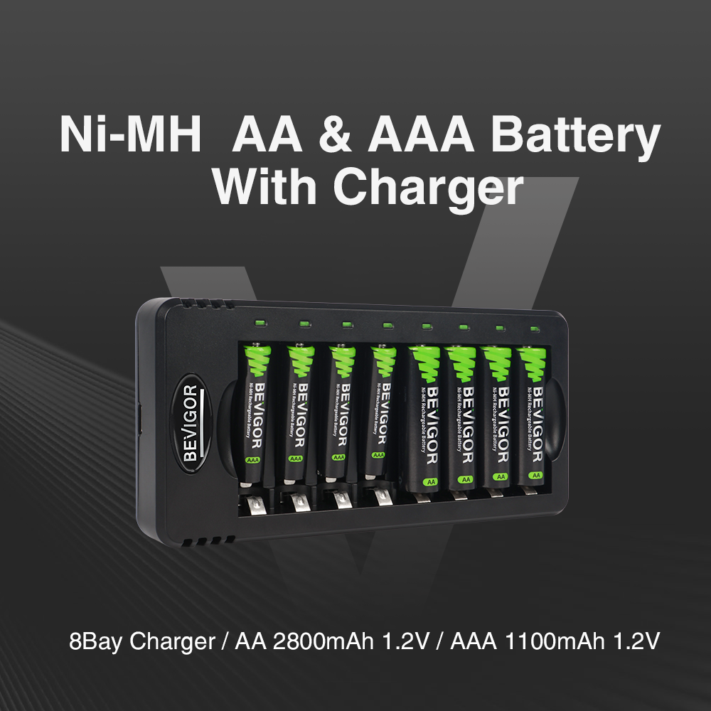 rechargeable aa aaa batteries with 4 bay charger