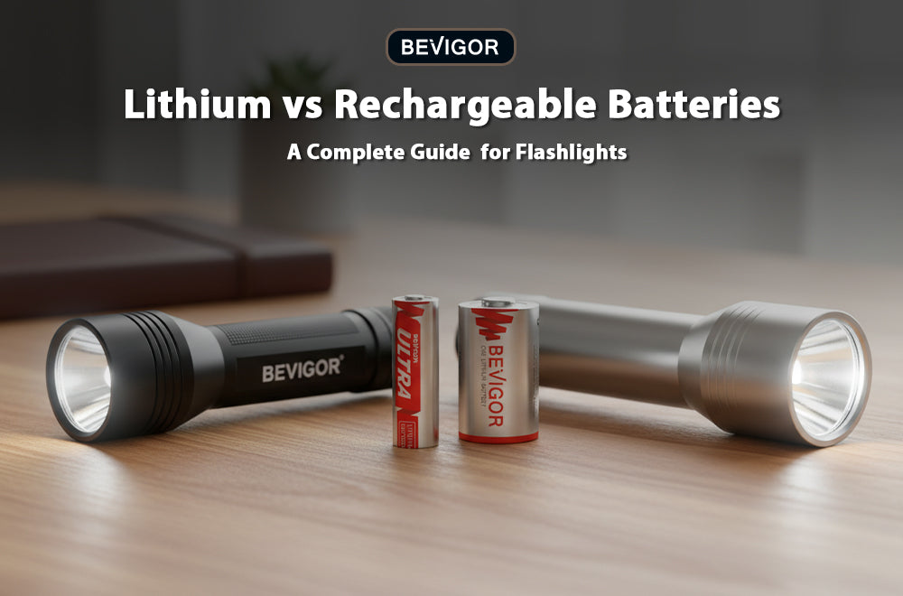 Lithium and Rechargeable Batteries and 2 Flashlights