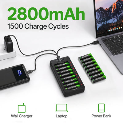 8 bay charger with aa batteries usage
