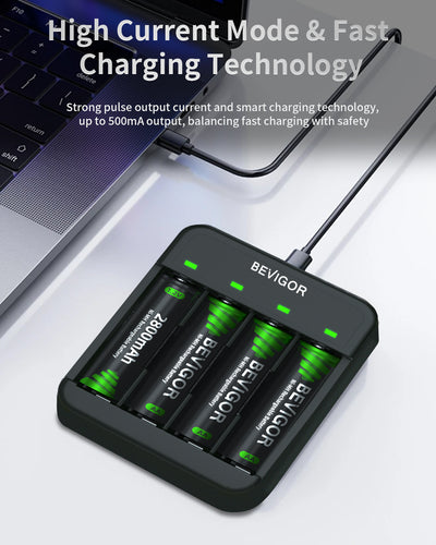 4 Bays AA AAA Battery Charger USB for NiMH/NiCD Batteries