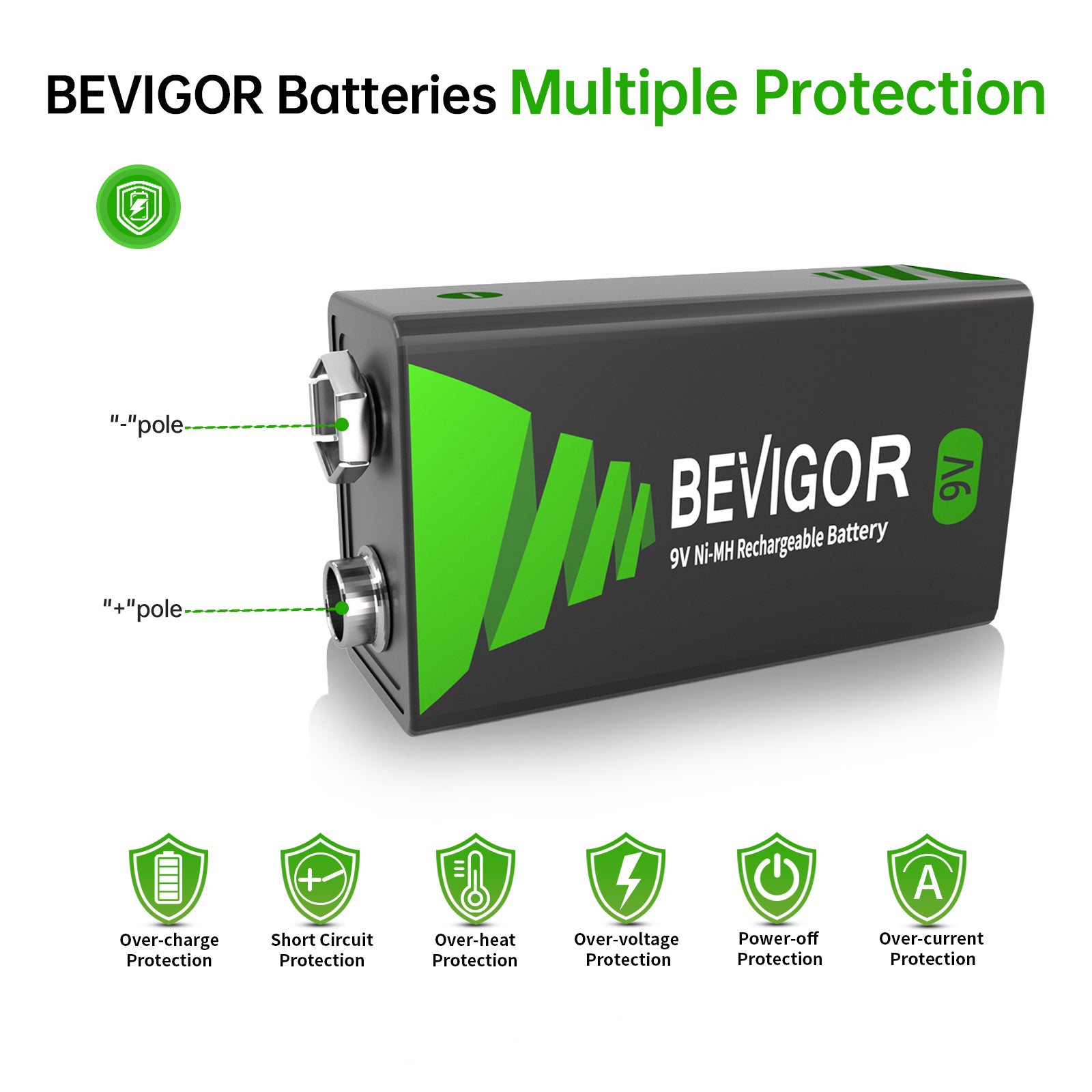 bevigor 9v battery mulitiple protection