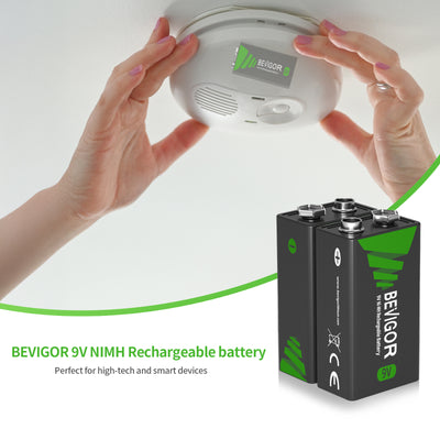 BEVIGOR  9V Rechargeable NiMH Battery Perfect for high-tech and smart devices