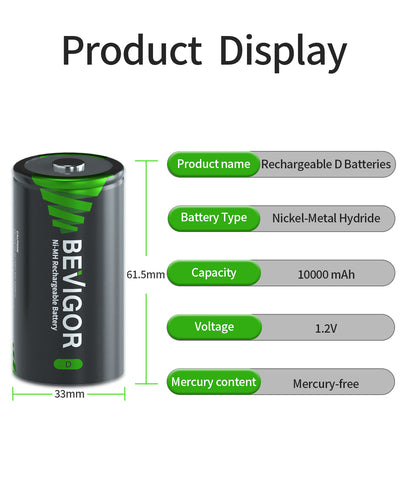 D Nimh Batteries  10000 mAh 1.2v