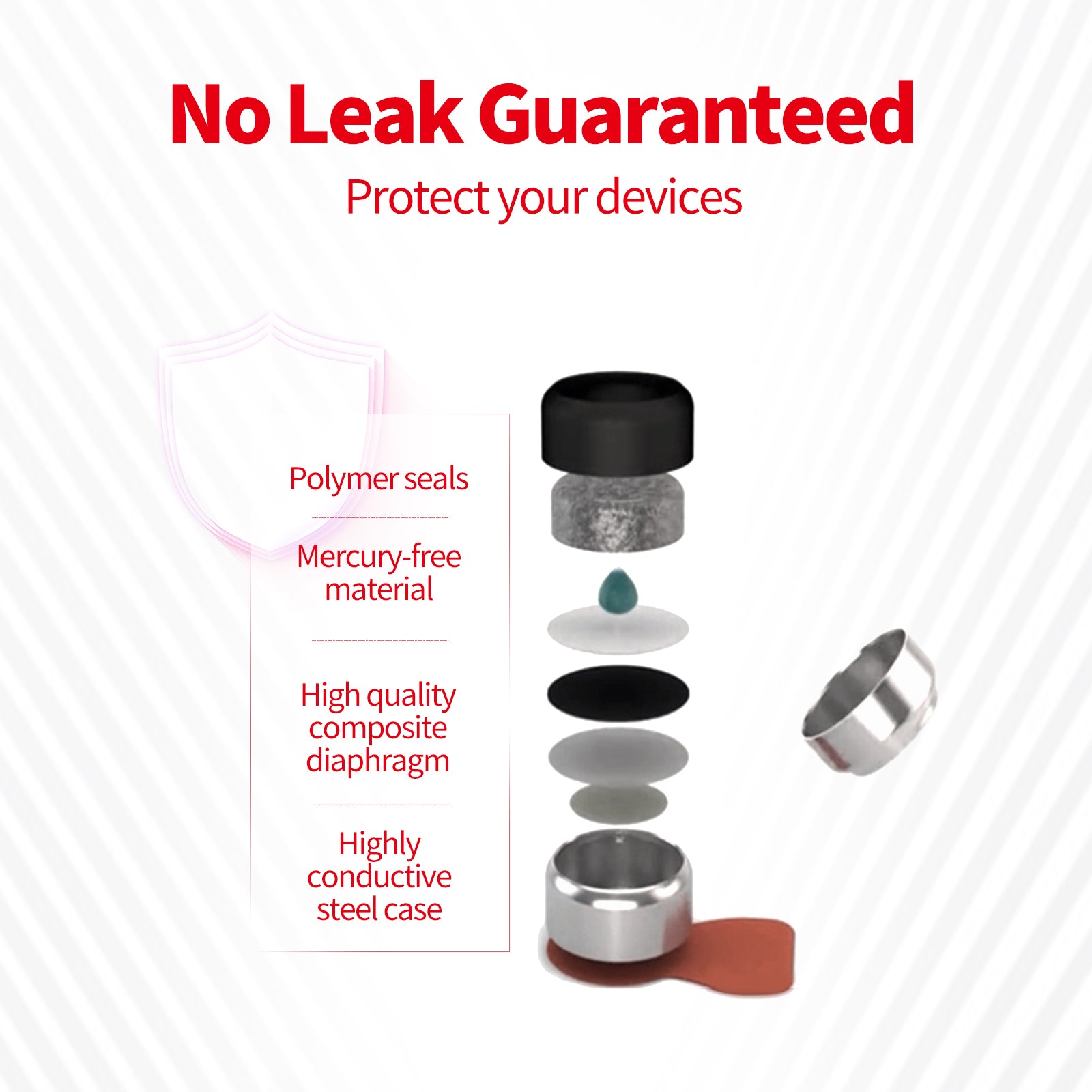 Long-Lasting 312 Battery No Leak Guaranted